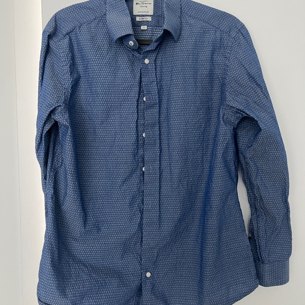 Ben Sherman Navy Patterned Button Down Shirt